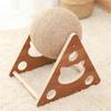Triangle Wooden Cat Toy with Natural Sisal Rope Ball Durable Interactive Scratching and Playing Station for Cats