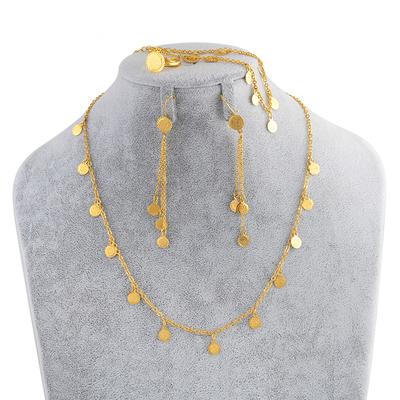 Anniyo Small Coin Jewelry Set for Girls Necklace Earring Bracelet Ring Gold Color Arab Jeweler Metal Coins for Kids