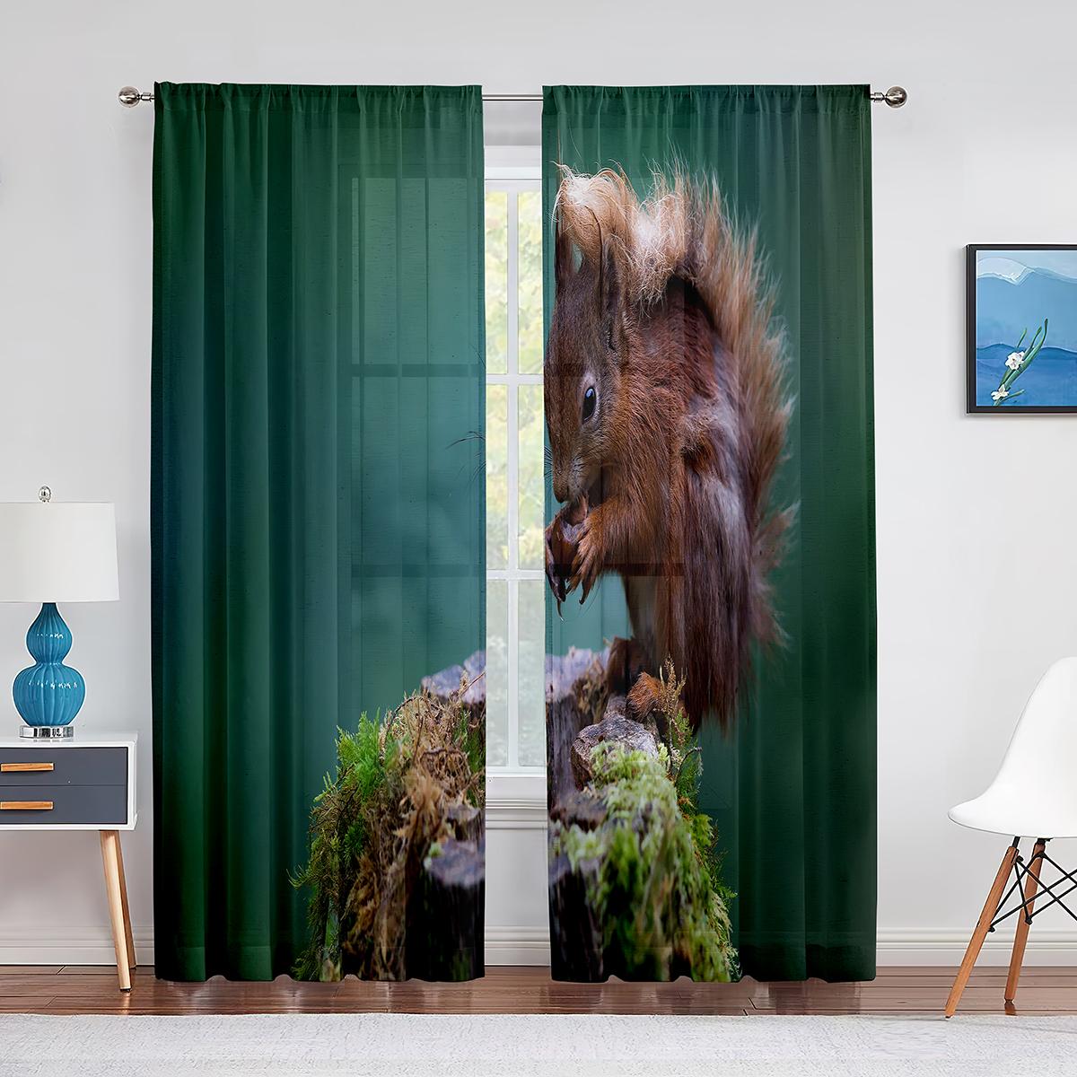 Тюлевые шторы-вуали с изображением маленьких животных — фото 10