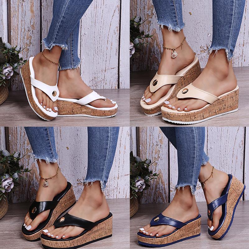 2021 Summer Plus Size Wedge Heel Flip-Flops for Women