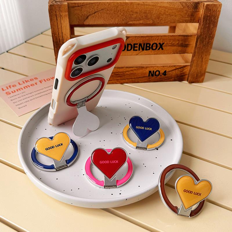 Korean-Style Colorful Heart Magsafe-Compatible Magnetic Phone Folding Alloy Stand