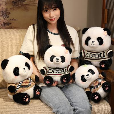 Roztomilé šaty panda panenka plyšová hračka oblečení černobílá panda panenka dívka společnost uklidňující panenka