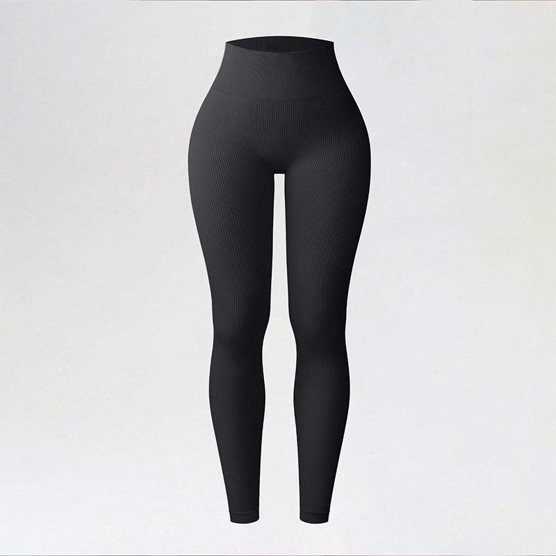 Women's High Waisted Yoga Pants Ribbed Seamless Leggings Tummy Control Workout Gym Fitness