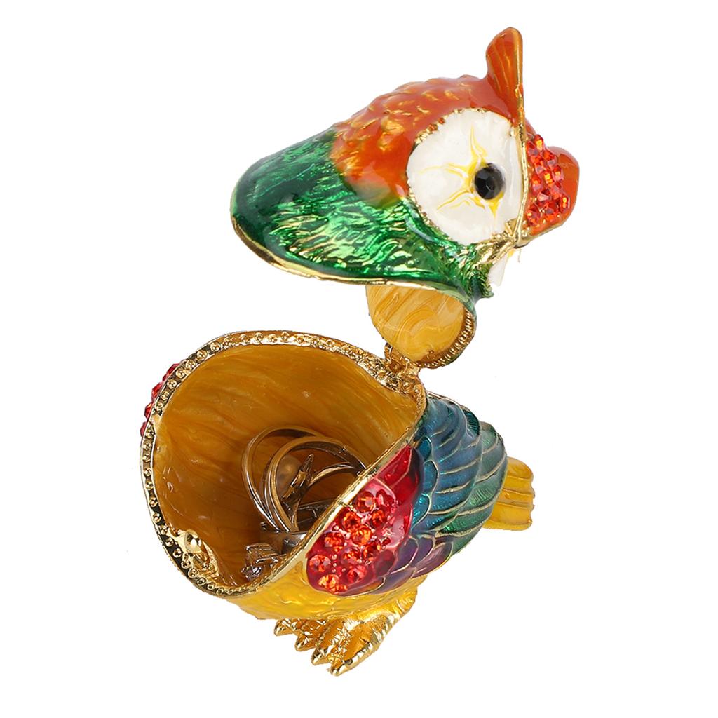 Crystal Owl Figurine Trinket Box Portable Jewelry Sotrage Organizer Home Decorative Handicraft