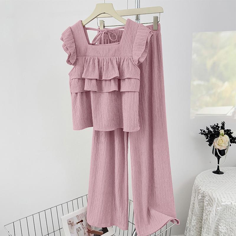 

ZANZEA Женская блузка с коротким рукавом и брюки Летние комплекты-двойки 5XL