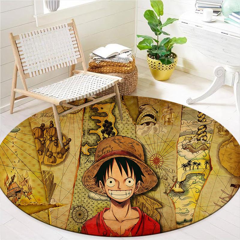 One Piece Monkey D Luffy Round Area Rug Carpet Rug For Living Room Bedroom Sofa Playroom Decor Nonslip Floor Mat