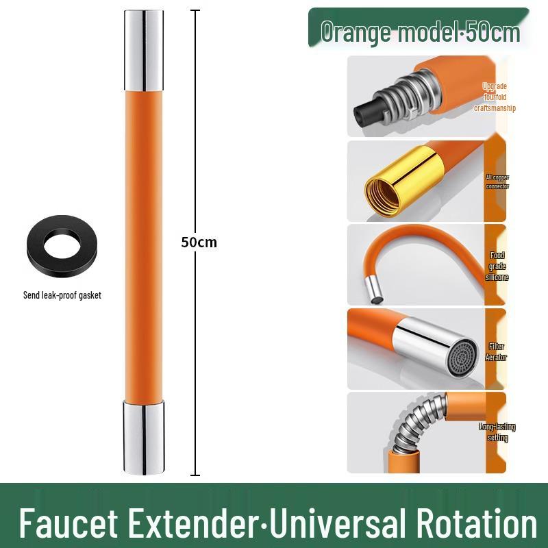 Univerzální měděná prodlužovací trubka k baterii s otočnou měkkou hadicí proti stříkání
