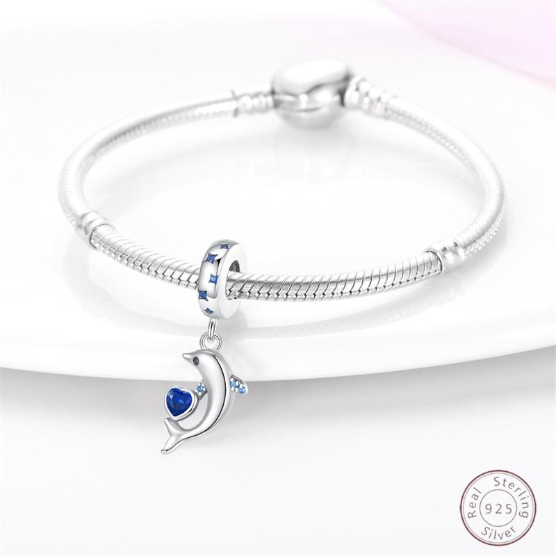 Copper Beaded Pendant Blue Zircon Ocean Penguin Crab Original 3Mm Bracelet Women Fine Jewelry