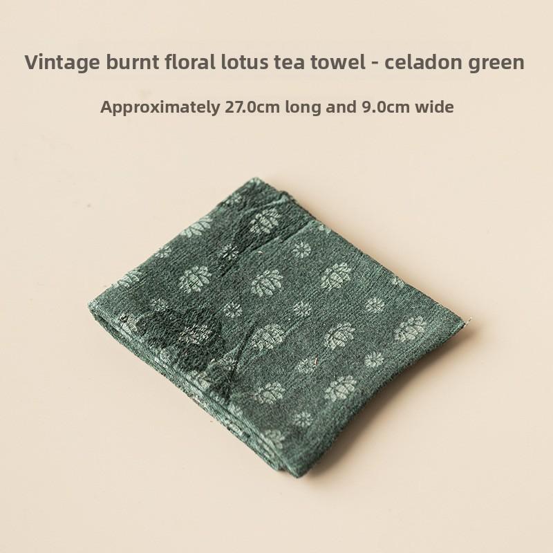 Lotus Rectangular Tea Towel Ancient Tea Cup Mat Tea Cup Pad Tea Napkins Household Tea Cloth Chinese Tea Set Accessories Craft