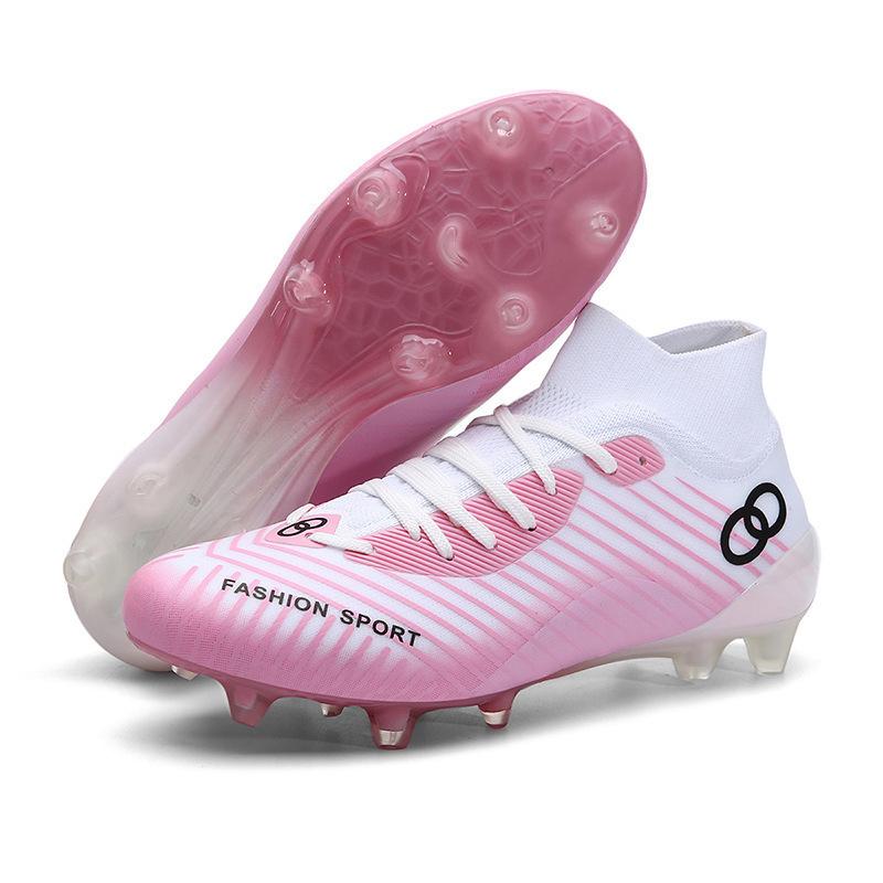 2025 European Cup High-top Seamless Fly-woven Football Shoes Boys' Training Competition Long-stapled Broken-nail Sports Shoes