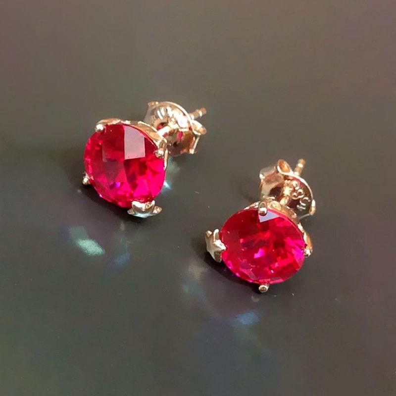 Exquisite Russian Purple Gold Rose Red Stone Star Stud Earrings Plated Rose Gold Round Zircon Stud Earrings Simple Jewelry Women (rose gold plated pair)