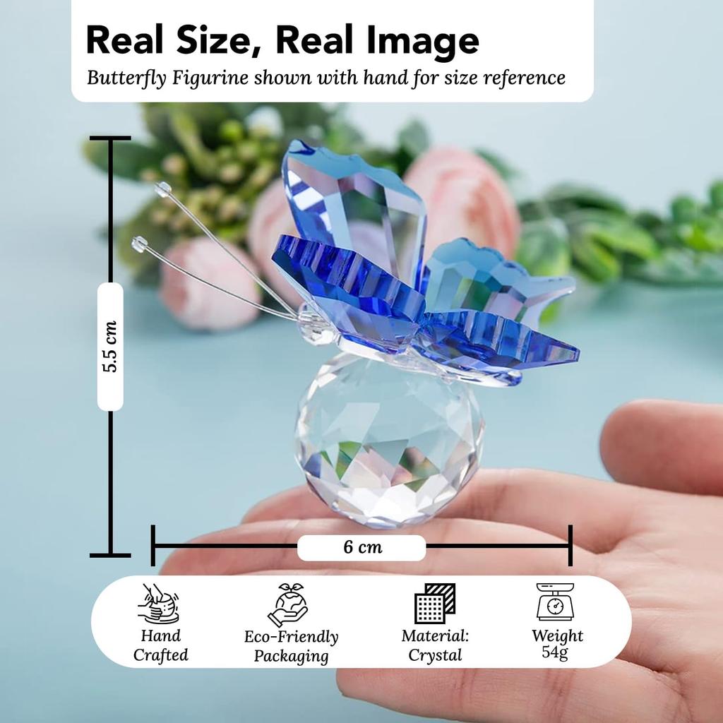 Decorative Items, Blue Crystal Butterfly for Home Decor, Decor Items for Living Room, Office Desk Enhancement, Single Piece Home Decoration Items
