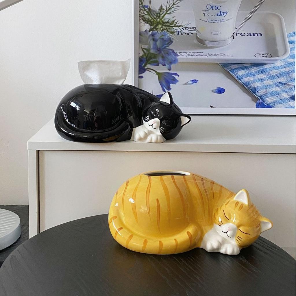 Cute ceramic tissue box Household meal paper storage box European high-end living room coffee table decoration tissue boxes