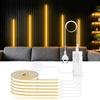 Embeded Acoustic Wall Panel Decor Self-Adhesive Neon COB LED Light Tape Kit Wood Grain Grille Curtain Wall Lamp Touch Dimmer