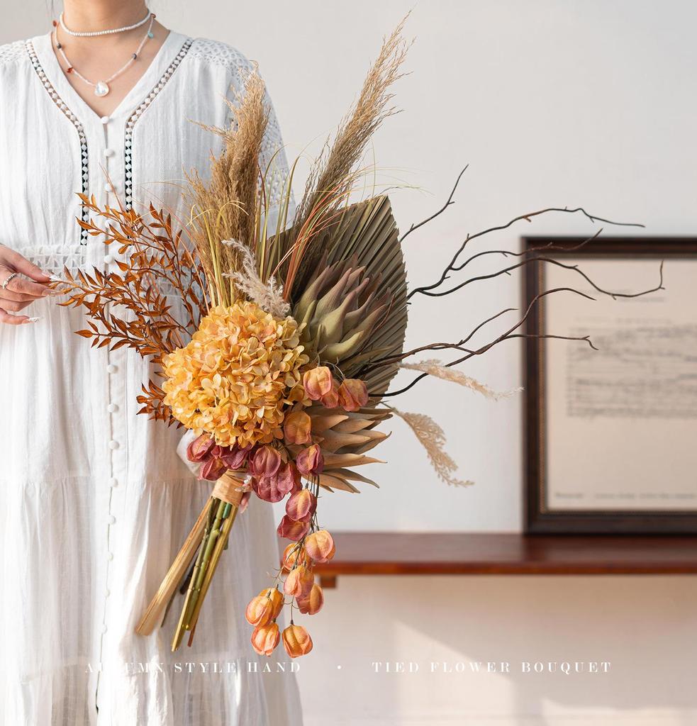 French Retro Handheld Artificial Flower Bouquet - Realistic Decorative Fake Floral Photography Props for Home Decor.