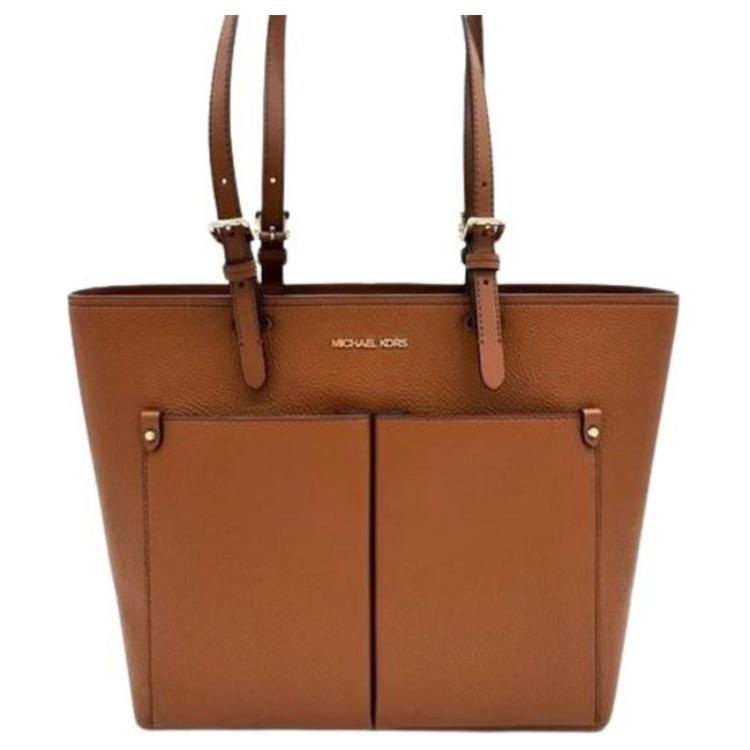 

Michael Kors Mk Jet Set Travel Tote Bag With Metal Logo Zipper Closure Women Tote Bags Brown 35F3GTVT8B-LUGGAGE Basic Set (Bag+Dust Bag)