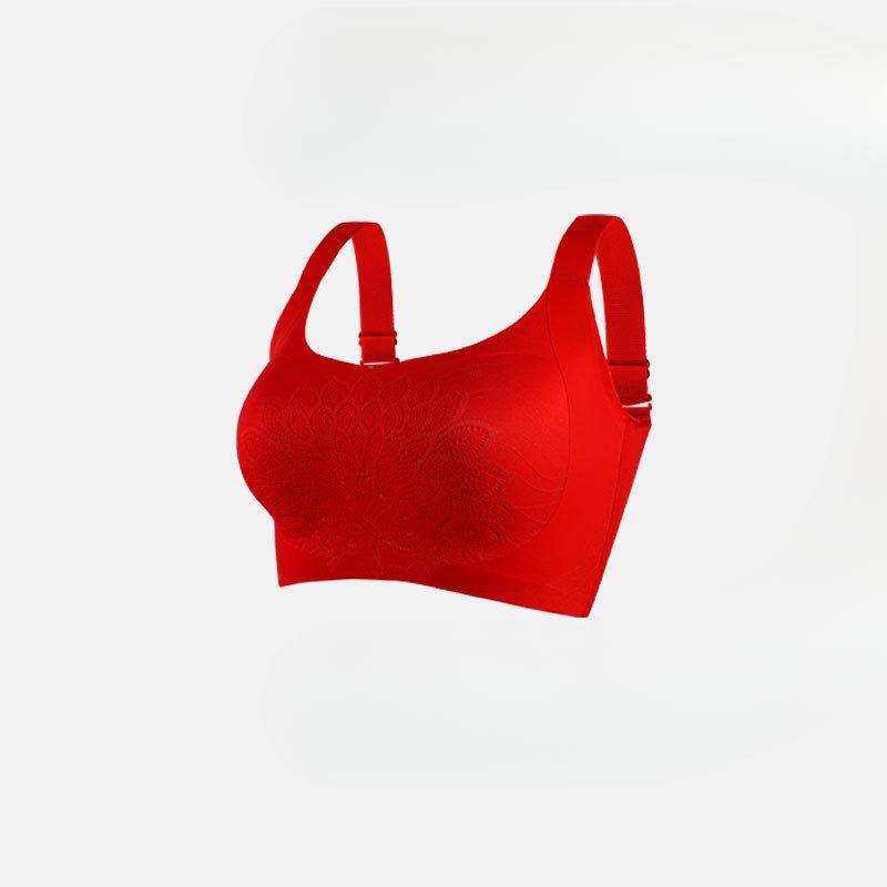 Plus Size Women's Non Mark Vest Type Adjustment Fixed Breathable Cup No Underwire Naked Feel Comfortable Bra