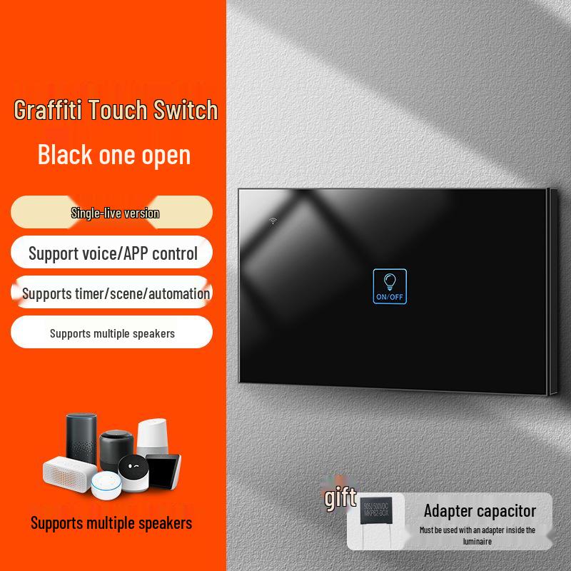 Graffiti Smart WiFi Wall Switch with Alexa & Google Voice Control, US/EU Specs, Touch Panel
