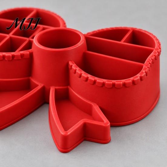 Compact Stationery Organizer for Kids Cute Bow Pen Holder, 3D Printed Pencil Stand, Multi-compartment Desk Decorative Desktop Storage Studio