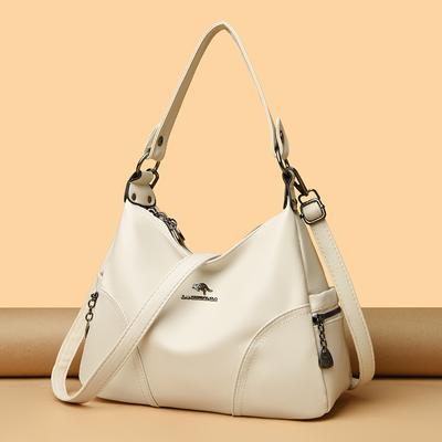 Bolsa de ombro feminina de couro PU macio genuíno, transversal, grande capacidade, bolsas femininas