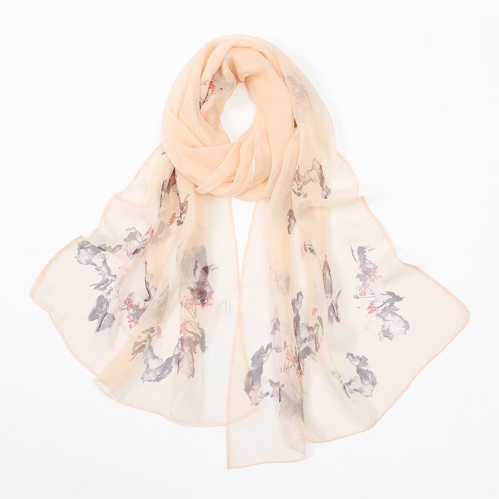 New Beauty Floral Printed Georgette Hijab For Women Thin Soft Scarf Shawl Wrap Middle East Summer Beach Sunscreen Thin Headscarf