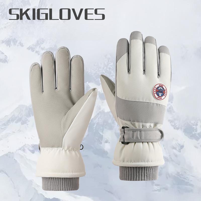 Guanti da sci invernali, touch screen impermeabile per ciclismo all'aperto, guanti isolanti in peluche, silicone antiscivolo e resistente all'usura Resistente a -40 ° C