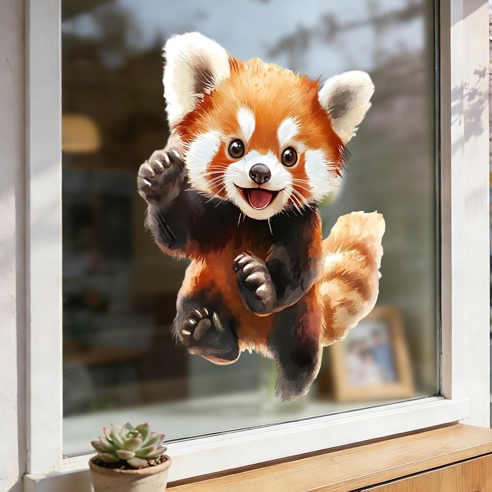 Static Cling Funny Animal Window Stickers Removable Transparent for Office Shop Glass Decor