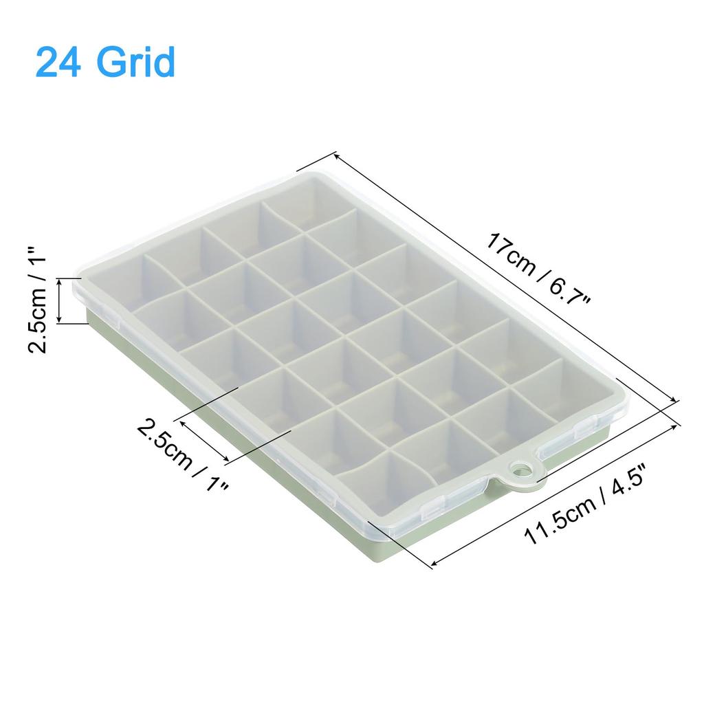 Uxcell Set of 2 Silicone Ice Cube Trays (Freezer Safe), Square Ice Cube Molds, 24 Cubes Per Tray, for Cocktails, Chocolate, Juice, and Ice Cream