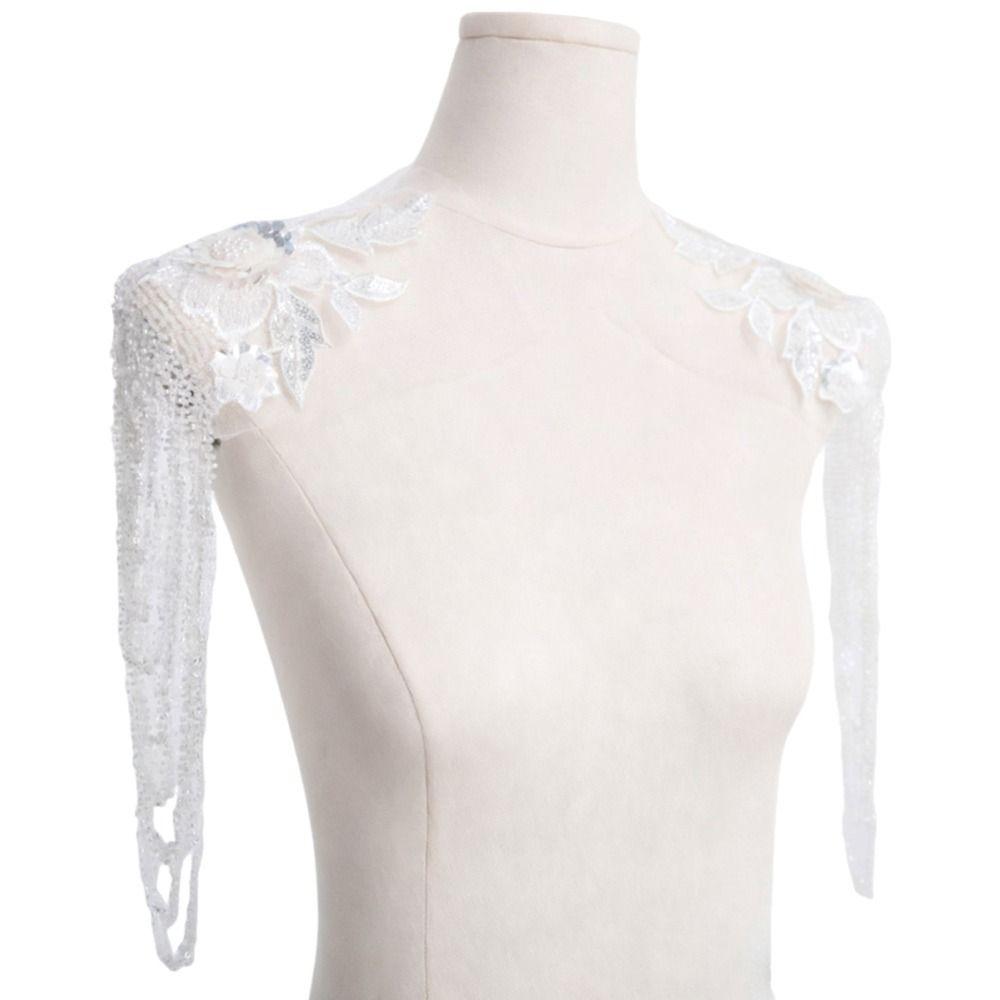 Heavy Industry Tassel Chain Long Tassel Sequins Ornaments Embroidery Cloth Stickers White Gold Color Embroidery Patch