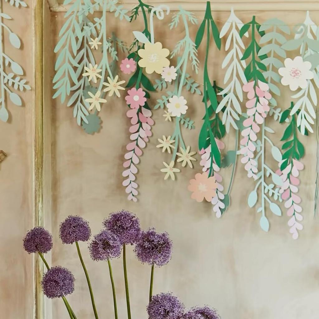 Paper Flower Garland, Party Garlands, Rectangular Paper Leaves Banner Decorations, Wall Decoration, Wedding, Birthday, Baby Shower