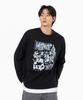 MOZMOZ Commuting Cat Graphic Pigment Long Sleeve Black