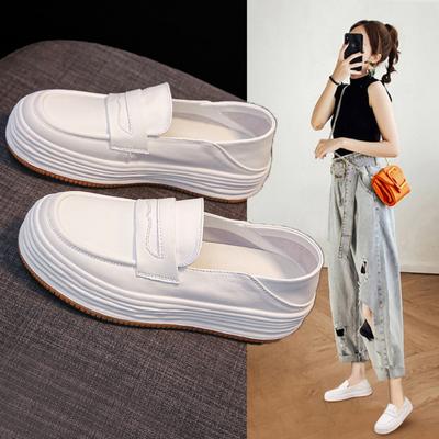 Thick Soled Women's Casual Mid Heeled White Shoe Women