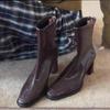 Women's High Heels 2026 Autumn Winter New Vintage Chunky Heel Short Boots Comfortable Height Increase Waterproof Fashion Boots