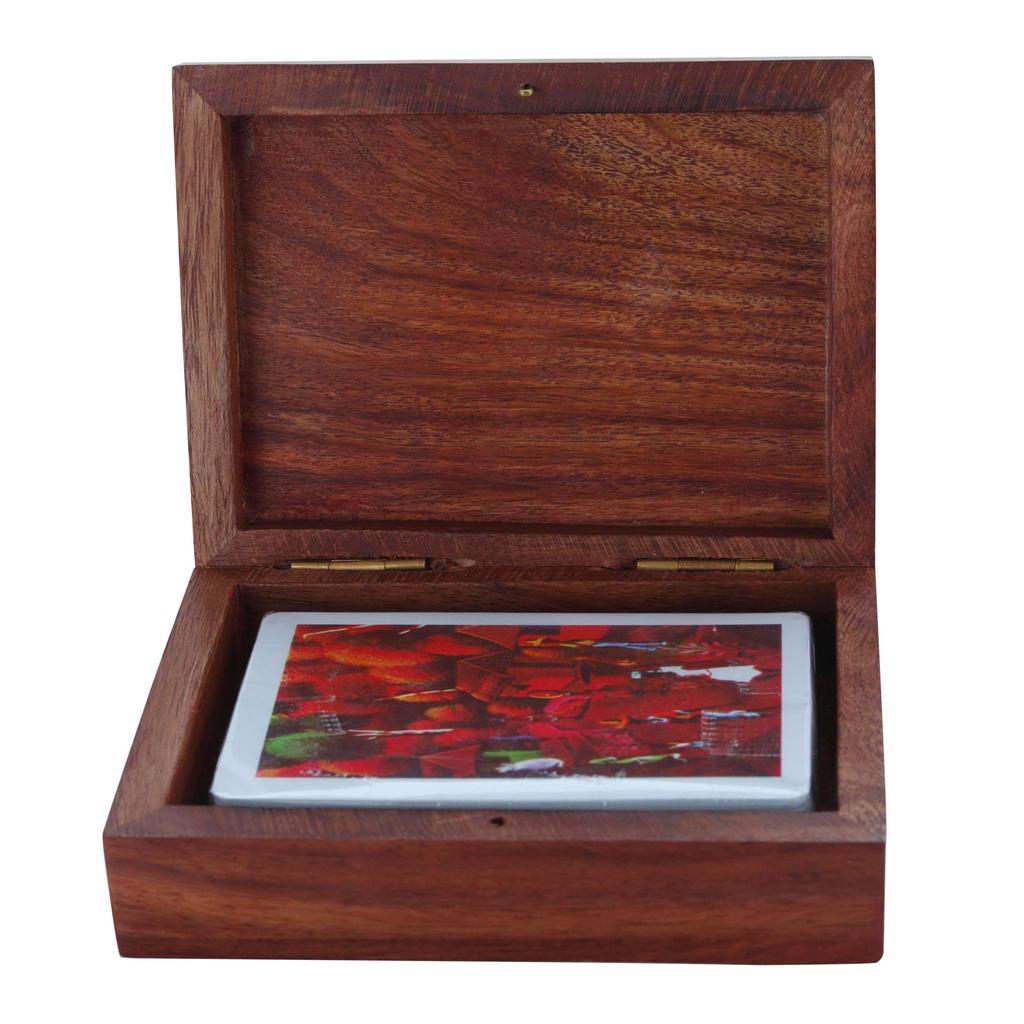 Shriji Crafts Wooden Playing Card Deck Holder Box with Elephant Design