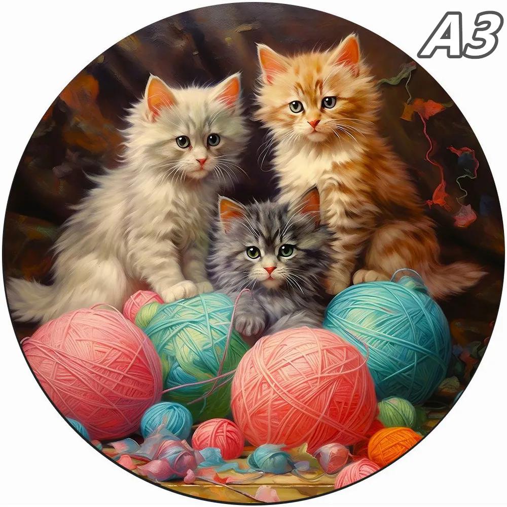 Cat A3 A4 A5 Wooden Puzzle For Adults Children Toys Wood Diy Crafts Round Shaped Holiday Gift Building Blocks Home Decorate