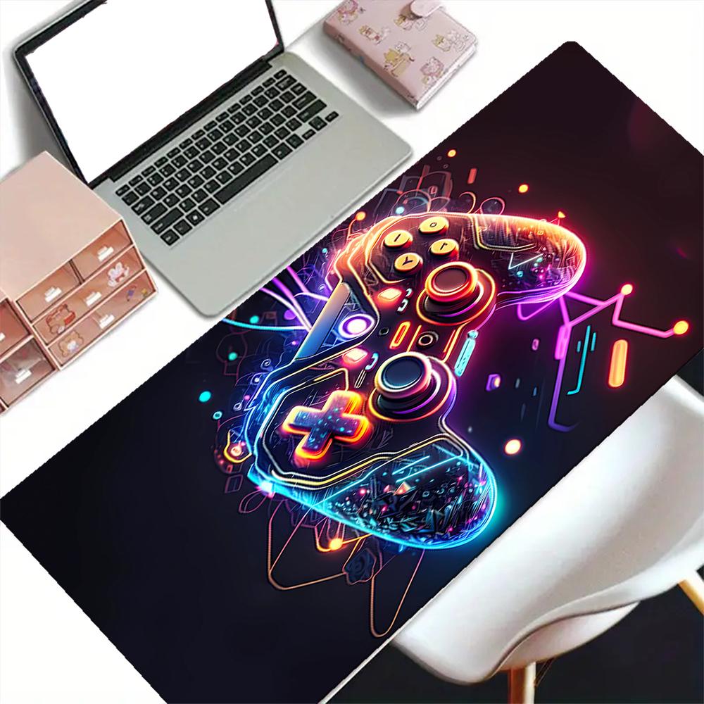 Neon Cyberpunk Game Controller Printed Fashion Mouse Pad Popular Large Model Washable Nonslip Cooling Desk Pad Suitable For Office And Gaming Durable
