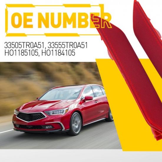 2Pcs Red Reflector Light Rear Case LH & RH Bumper For 2013 2014 2015 Honda Civic