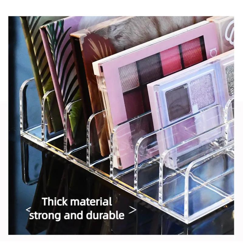 7-Compartment Transparent Makeup Organizer for Eyeshadow Palette and Cosmetics, Vanity Table and Bathroom Countertop Storage Box