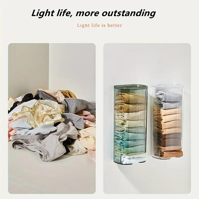 Nástěnný bezvrtací úložný box na sáčky na odpadky do skříňky, průhledný úložný regál na spodní prádlo, úložný regál na ponožky