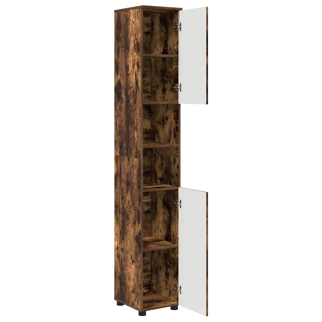 Bathroom Cabinet with Door Smoked Oak 30 X 35 X 192 Cm