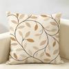 Minimalist Beige Vine Leaf Cushion Cover Durable Hypoallergenic Organic Linen Short Pillow Cover Washable