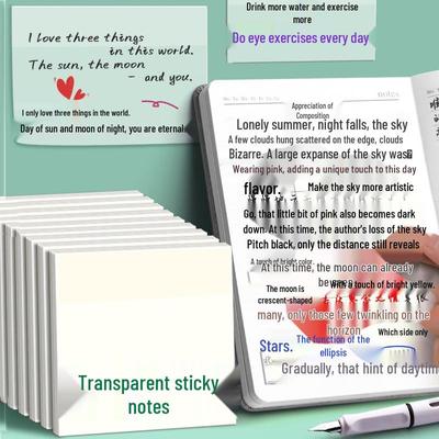 Transparent PET Sticky Notes - Student Marking Memo Paper, Creative Message & Reminder Pads, Ins Style.