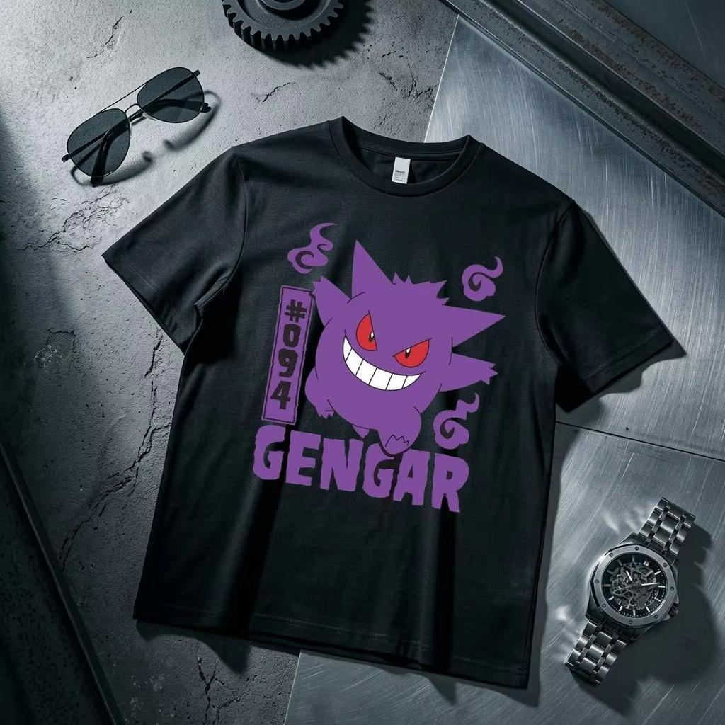 Hot Sale 2026 Summer Y2k Pokemon Gengar Kids T Shirt Men Women Cotton Short Sleeve T-shirt Breathable and Comfortable Clothes