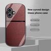 Red Leather Pattern For Apple IPhone 16 11 13 15 14 Pro Max 12 Mini 7 8 Plus XR XS Elliptical Shaped Tempered Glass Phone Case