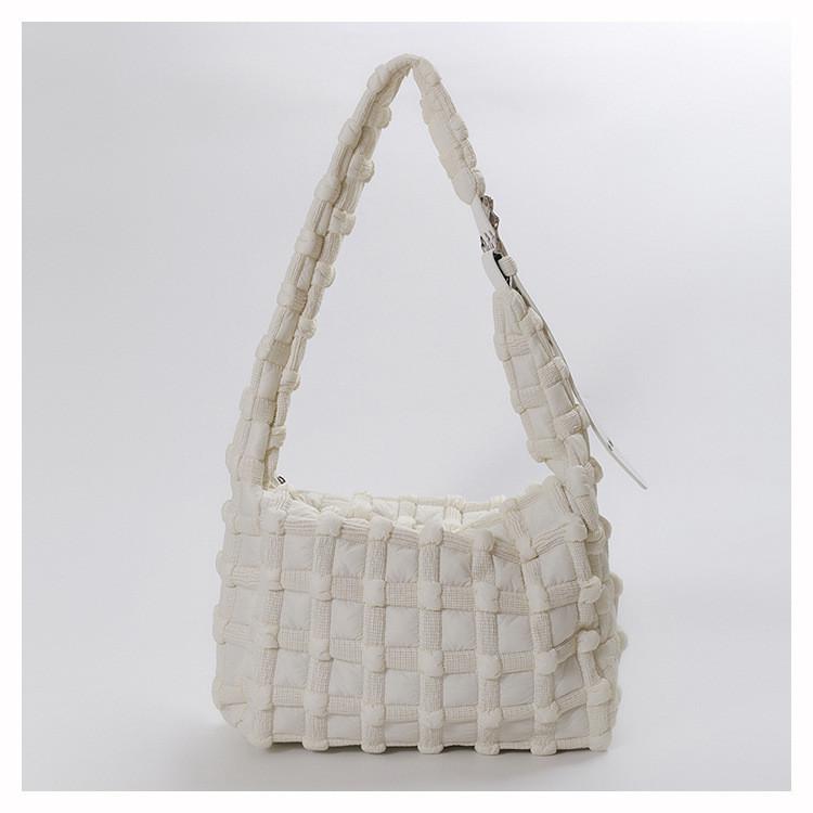 Ielgy Checkered Pleated Cloud Bag Korean Version Cross-body One-shoulder Fashion Casual Commuter Female Bag