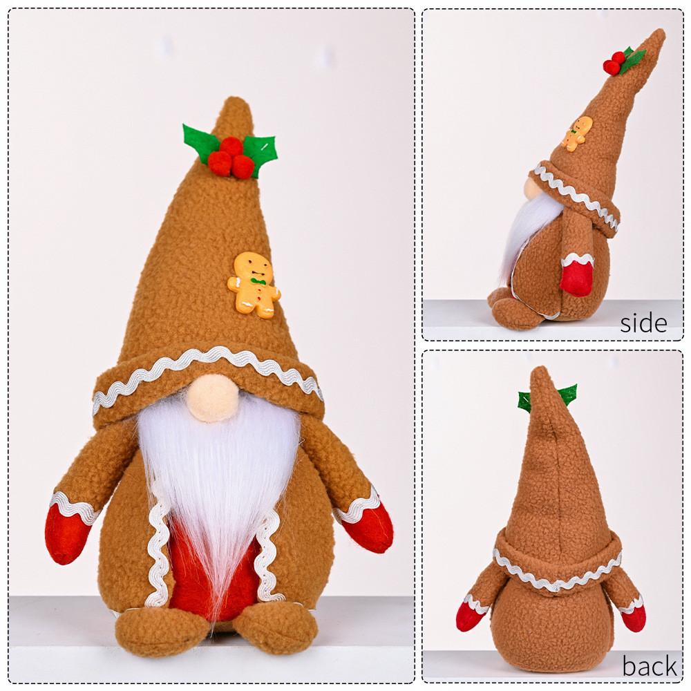 Delightful Khaki Gingerbread Man Needle Hat Rudolf Plush Doll For Christmas Cheer