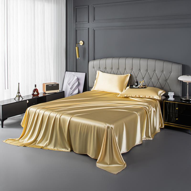 Luxury Natural Mulberry Silk Double Bed Sheet Set Stain High-End King Size Bedsheet Sets Home Solid Color Soft Smooth Bed Cover