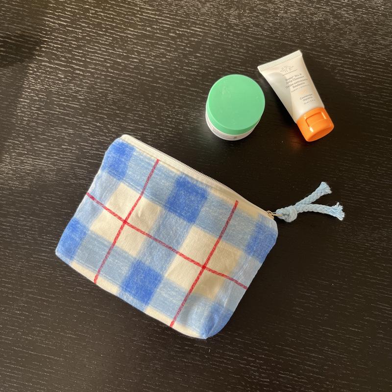 Plaid Floral Women s Small Cosmetic Bags Retro Ladies Lipstick Storage Bag Pouch Portable Female Travel Makeup Case Handbags