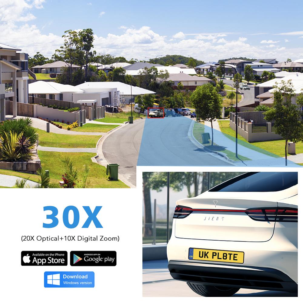 8MP Outdoor PTZ IP POE Camera with Pan Tilt 20X Optical Zoom & Human Detection, Speed Dome Security Camera with 320ft IR Night Vision, Auto Tracking