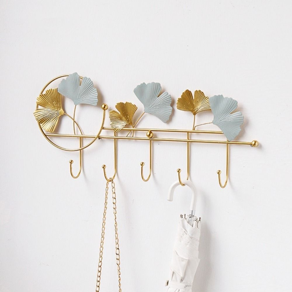 Ginkgo Leaf Shape Wear-resistant Wall Mounted Key Holder Metal Stoarge Hanger Door Hook Coat Hanger